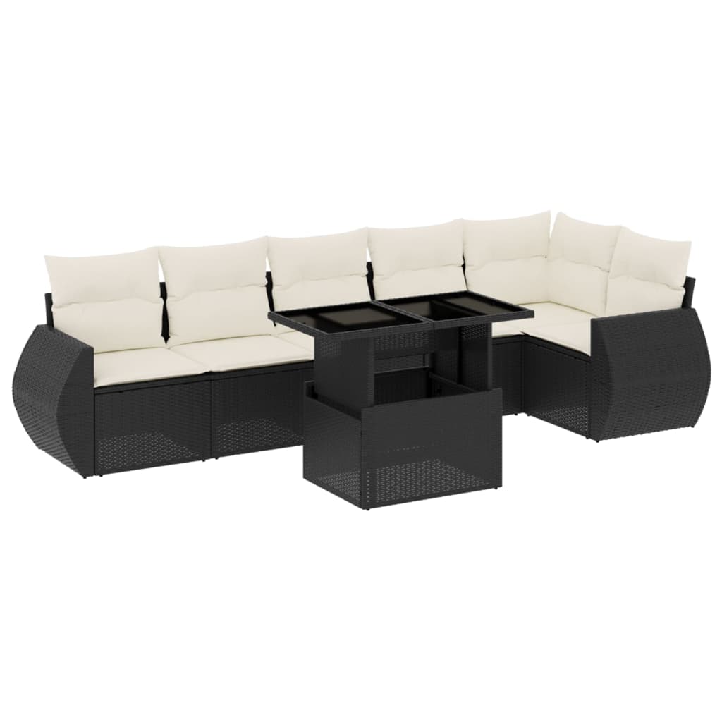 Set Divani da Giardino con Cuscini 7pz Nero Polyrattan 3268546