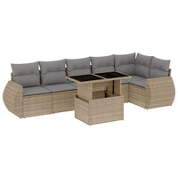 Set Divani da Giardino 7 pz con Cuscini Beige in Polyrattan 3268549