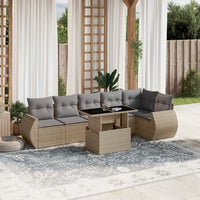 Set Divani da Giardino 7 pz con Cuscini Beige in Polyrattan 3268549