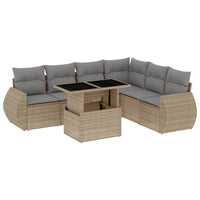 Set Divani da Giardino 7 pz con Cuscini Beige in Polyrattan 3268559