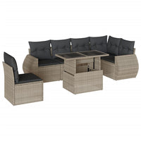 Set Divani da Giardino 7pz con Cuscini Grigio Chiaro Polyrattan 3268572