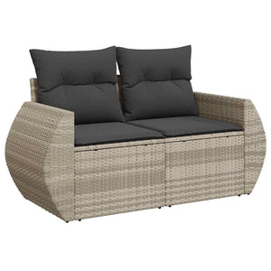 Set Divani da Giardino 7pz con Cuscini Grigio Chiaro Polyrattan 3268682