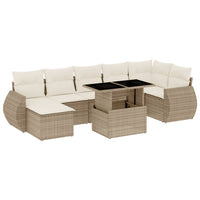 Set Divano da Giardino 8 pz con Cuscini Beige in Polyrattan 3268688