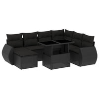 Set Divani da Giardino con Cuscini 8 pz Nero in Polyrattan 3268695