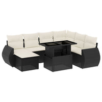 Set Divani da Giardino con Cuscini 8 pz Nero in Polyrattan 3268696