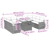 Set Divani da Giardino 10pz con Cuscini in Polyrattan Nero 3268735