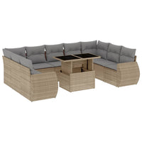 Set Divano da Giardino 10 pz con Cuscini Beige in Polyrattan 3268739