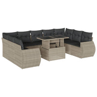 Set Divano Giardino 10 pz con Cuscini Grigio Chiaro Polyrattan 3268742