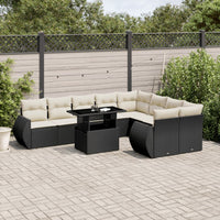 Set Divani da Giardino 10pz con Cuscini in Polyrattan Nero 3268756