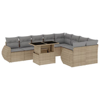 Set Divano da Giardino 10 pz con Cuscini Beige in Polyrattan 3268759