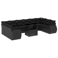 Set Divani da Giardino 11 pz con Cuscini in Polyrattan Nero 3268775