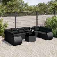 Set Divani da Giardino 11 pz con Cuscini in Polyrattan Nero 3268775