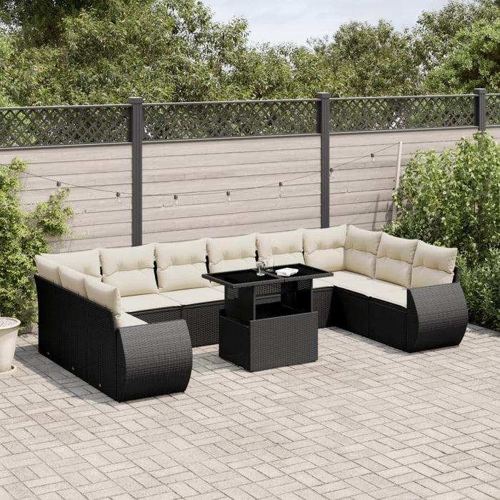 Set Divani da Giardino 11 pz con Cuscini in Polyrattan Nero 3268776