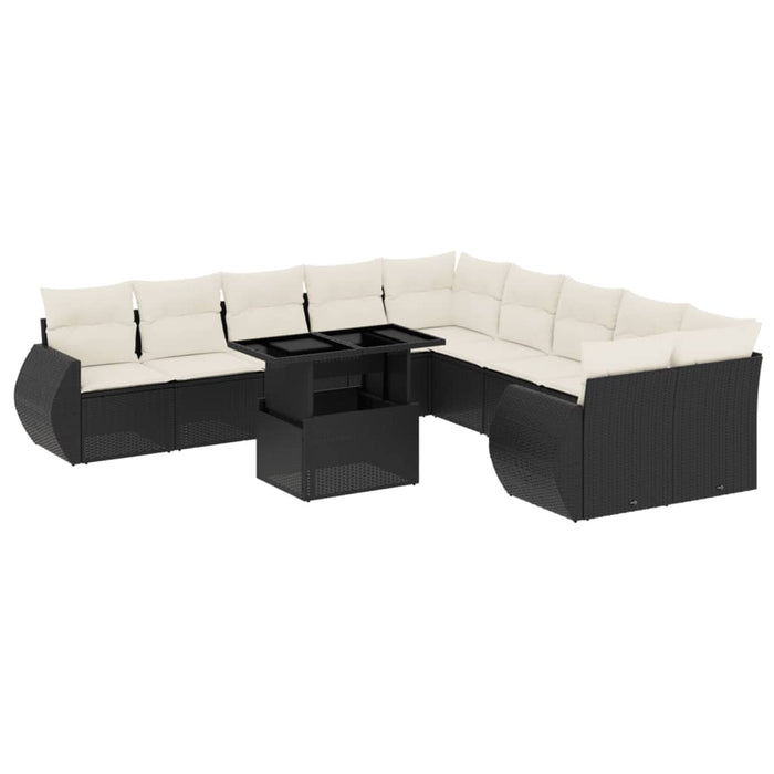 Set Divani da Giardino 11 pz con Cuscini in Polyrattan Nero 3268796