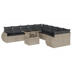 Set Divani da Giardino 11 pz con Cuscini in Polyrattan Grigio 3268802