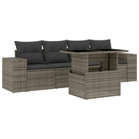 Set Divano da Giardino 5 pz con Cuscini Grigio in Polyrattan 3268990