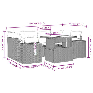 Set Divani da Giardino con Cuscini 7pz Nero Polyrattan 3269016