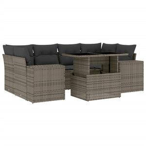 Set Divani da Giardino 7 pz con Cuscini Grigio in Polyrattan 3269020