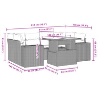 Set Divani da Giardino 7 pz con Cuscini Grigio in Polyrattan 3269020