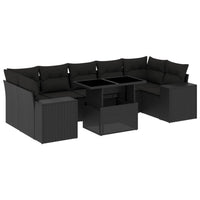 Set Divani da Giardino con Cuscini 8 pz Nero in Polyrattan 3269035