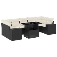 Set Divani da Giardino con Cuscini 8 pz Nero in Polyrattan 3269036