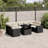 Set Divani da Giardino con Cuscini 8 pz Nero in Polyrattan 3269036