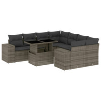 Set Divano da Giardino 9 pz con Cuscini Grigio in Polyrattan 3269060