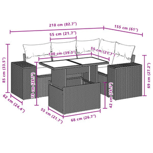 Set Divano da Giardino 5pz con Cuscini Grigio Chiaro Polyrattan 3269142