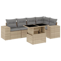 Set Divano da Giardino 6 pz con Cuscini Beige in Polyrattan 3269149