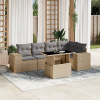 Set Divano da Giardino 6 pz con Cuscini Beige in Polyrattan 3269149