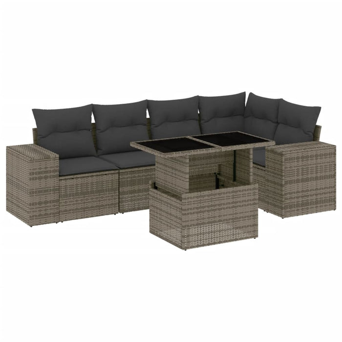 Set Divano da Giardino 6 pz con Cuscini Grigio in Polyrattan 3269150