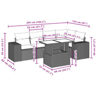 Set Divano da Giardino 6 pz con Cuscini Grigio in Polyrattan 3269150