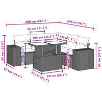 Set Divano da Giardino 6 pz con Cuscini Grigio in Polyrattan 3269160