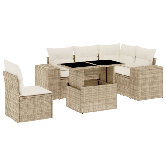 Set Divano da Giardino 6 pz con Cuscini Beige in Polyrattan 3269168