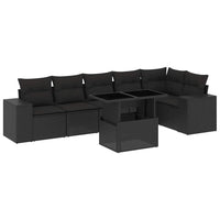 Set Divani da Giardino con Cuscini 7pz Nero Polyrattan 3269175