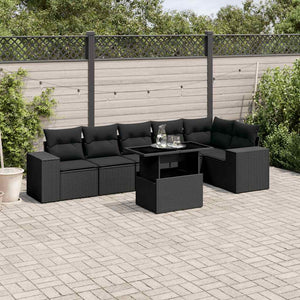 Set Divani da Giardino con Cuscini 7pz Nero Polyrattan 3269175