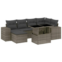 Set Divani da Giardino 7 pz con Cuscini Grigio in Polyrattan 3269310