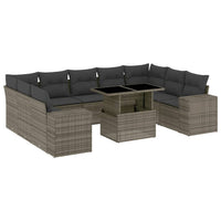 Set Divano da Giardino 10 pz con Cuscini Grigio in Polyrattan 3269370