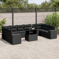 Set Divani da Giardino 11 pz con Cuscini in Polyrattan Nero 3269405