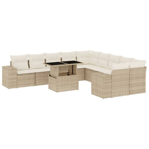 Set Divani da Giardino 11 pz con Cuscini Beige in Polyrattan 3269428