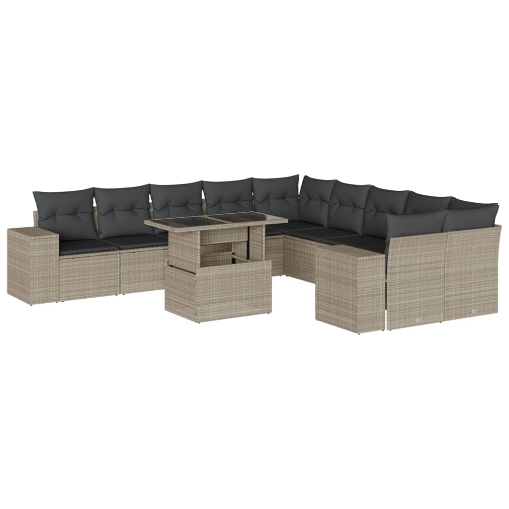 Set Divani da Giardino 11 pz con Cuscini in Polyrattan Grigio 3269432