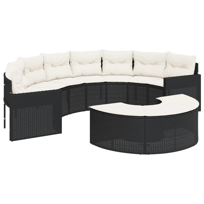 Set Divani da Giardino Semicircolare 2 pz in Polyrattan Nero 3262061