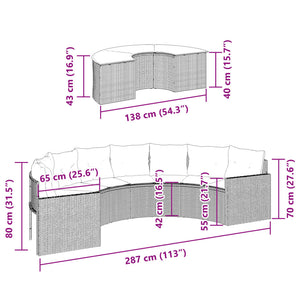 Set Divani da Giardino Semicircolare 2 pz in Polyrattan Nero 3262061