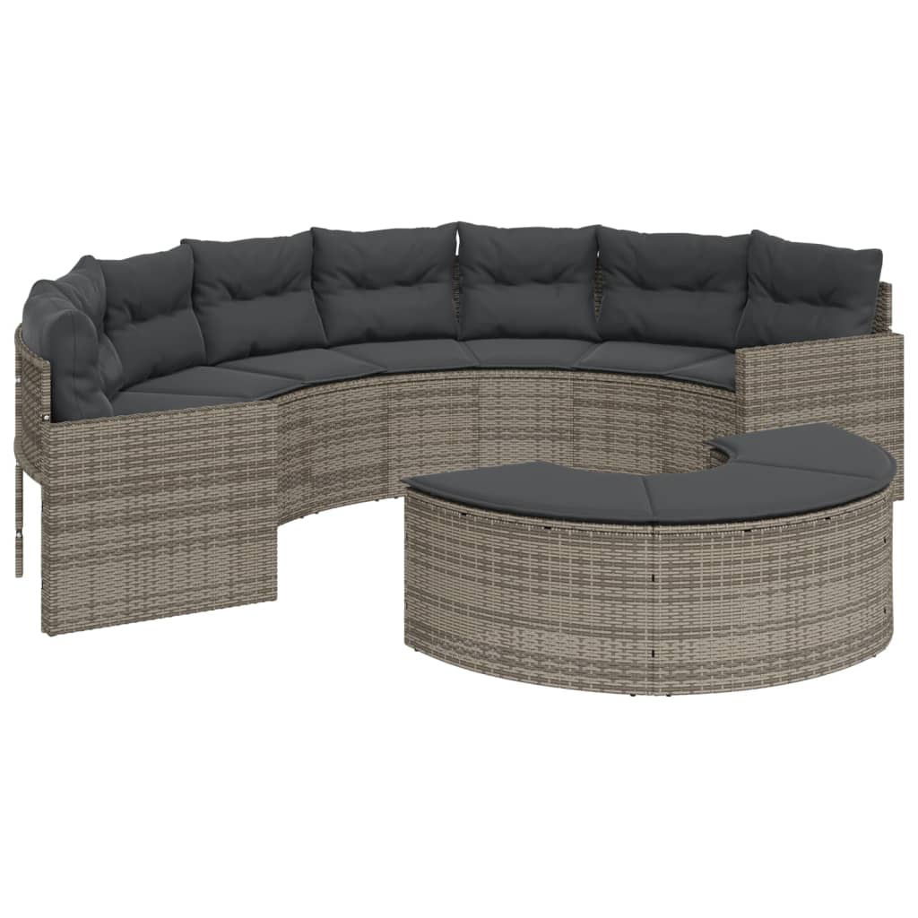 Set Divani da Giardino Semicircolare 2 pz in Polyrattan Grigio 3262062