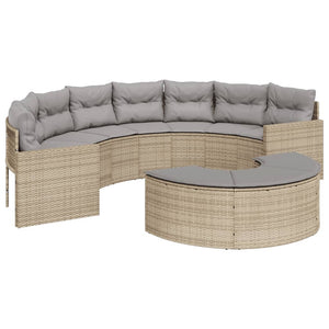 Set Divani da Giardino Semicircolare 2 pz in Polyrattan Beige 3262063