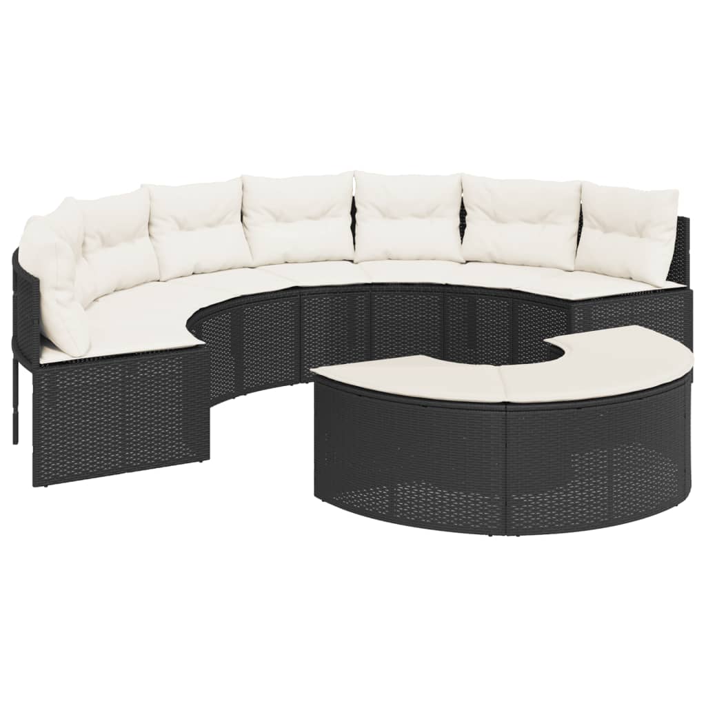 Set Divani da Giardino Semicircolare 2 pz in Polyrattan Nero 3262070