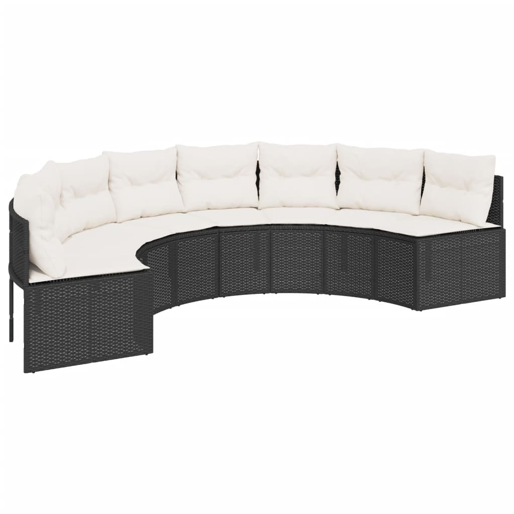 Set Divani da Giardino Semicircolare 2 pz in Polyrattan Nero 3262070