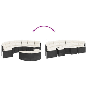 Set Divani da Giardino Semicircolare 2 pz in Polyrattan Nero 3262070