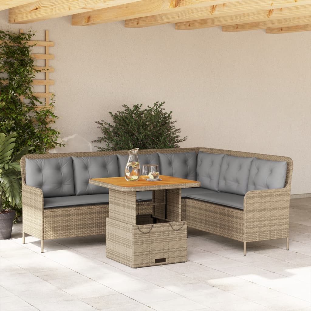 Set Divani da Giardino 2 pz con Cuscini Beige in Polyrattan 3262081