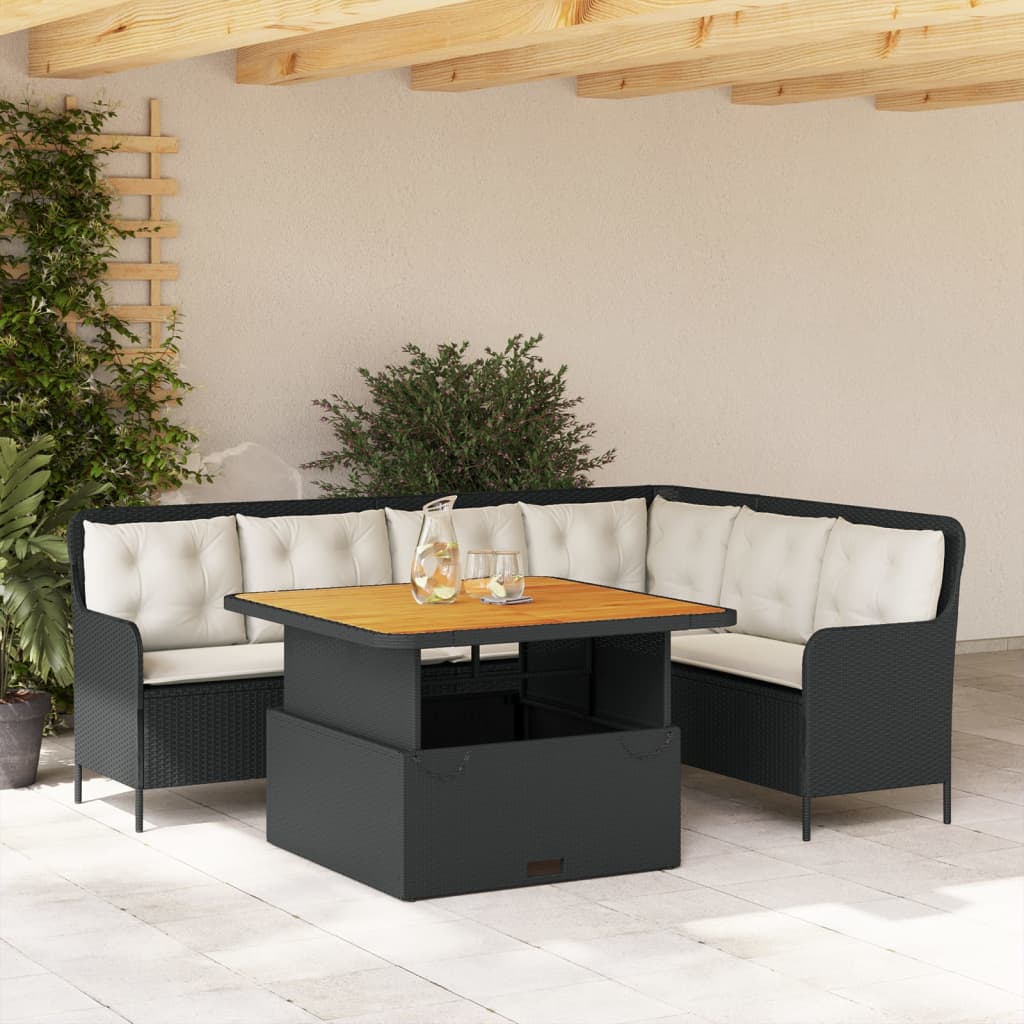 Set Divani da Giardino 2 pz con Cuscini in Polyrattan Nero 3262083